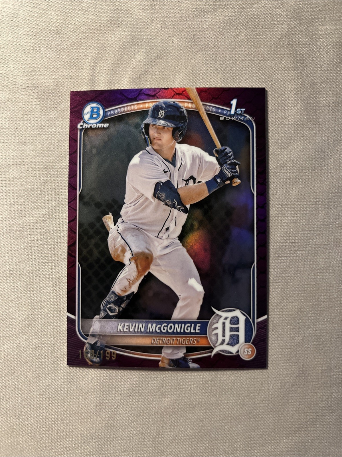 2025 Bowman Kevin McGonigle Chrome Reptilian Fuchsia Refractor 1st /199