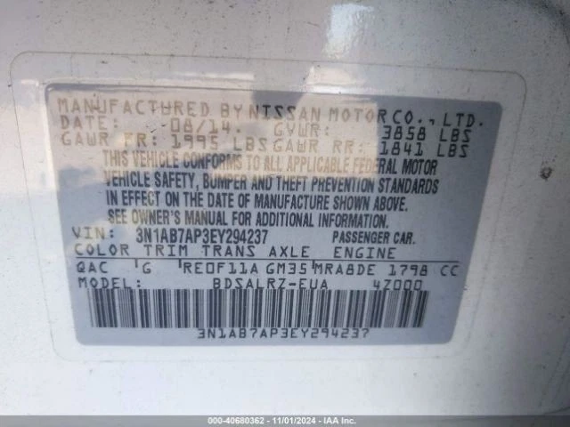 2014 Nissan Sentra Steering Wheel Genuine OEM Used 61000 Miles C25594 - Image 2 of 4