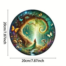 Forest Fairy Enchanted Garden Circular Tin Metal Signs Home D cor Wall Art 8x8