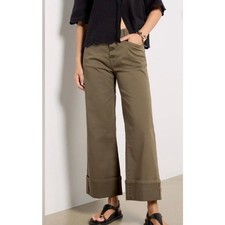 Sanctuary Luna Cuffed Pants Olive Green Button Fly Military Wide Leg sz 28