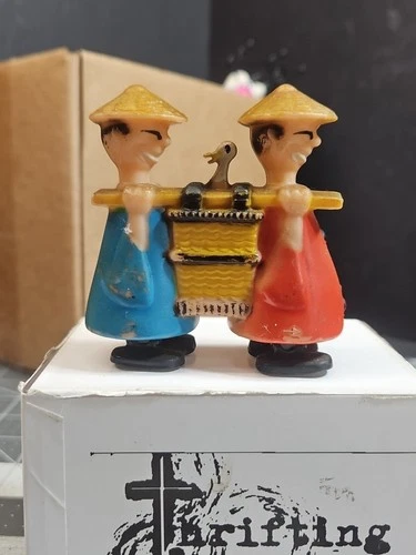 Vintage Marx Chinese Men Carrying Duck Around the World Plastic Ramp Walker