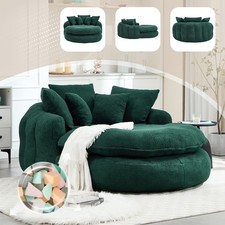 Oversized Oval Upholstered Bean Bag Sofa, Lazy Sofa with 3 Large Pillows and 2 S