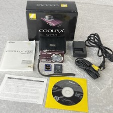Nikon CoolPix S220 10MP CCD Digital Camera Plum Box Charger Case 2GB Tested