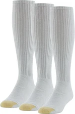 GOLDTOE Men's Ultra Tec Performance Over-The-Calf Large, White (3-pairs) 