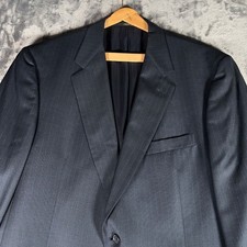 Vintage Hart Schaffner Marx Sport Coat Blazer 46R Navy Gold Trumpeter Pinstripe