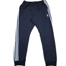 Adidas Embroidered Logo Men 3-Stripes Black Joggers Medium Waist 30" Inseam 30"