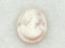 Antique Hand Carved Loose Oval Cameo Woman’s Side Profile Small Petite ￼