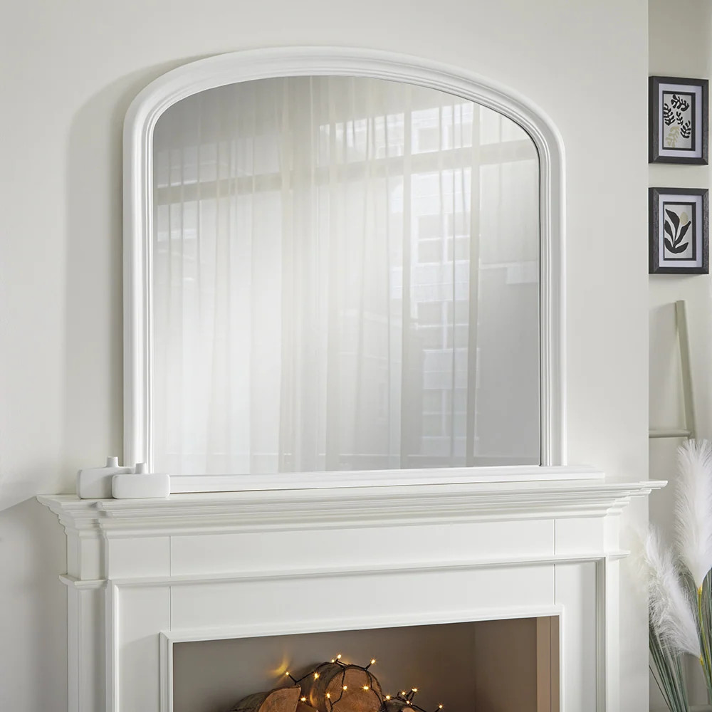 Overmantle Mirror Osborne Arched Shape with White Frame H 94cm x L 119cm x W 4cm