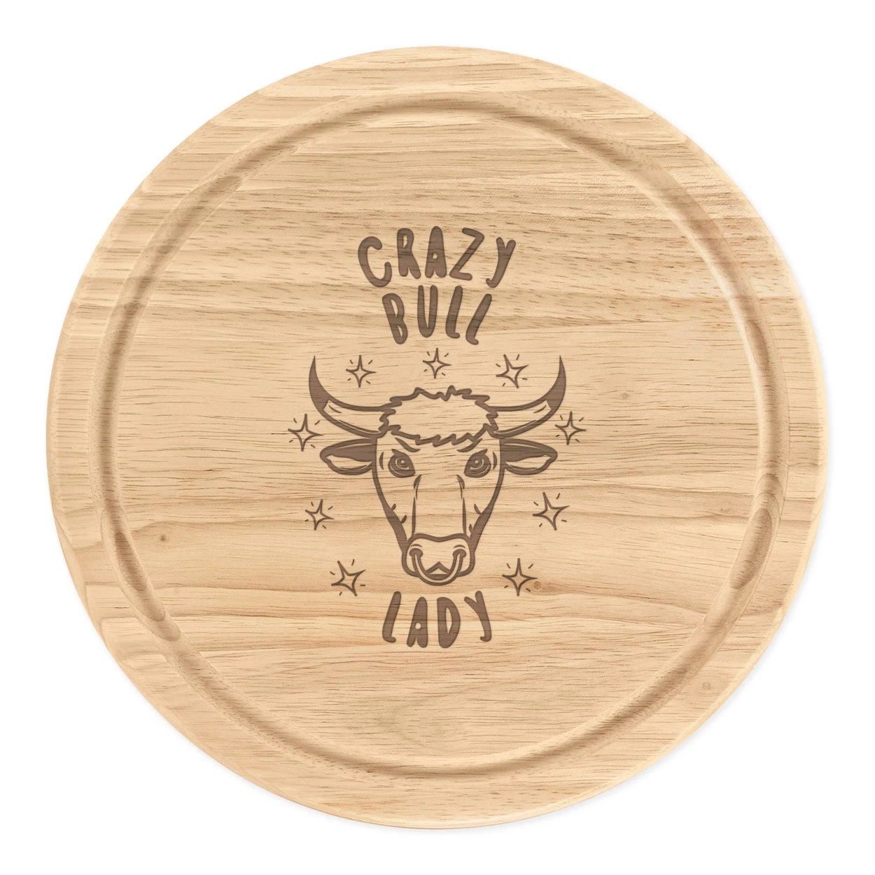 Crazy Bull Lady Stars Round Chopping Cheese Board Funny Animal