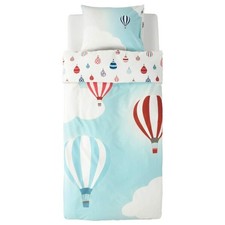IKEA UPPTAG Duvet Cover Pillowcase Bed Set Sky Clouds Balloons 704.403.12-NEW