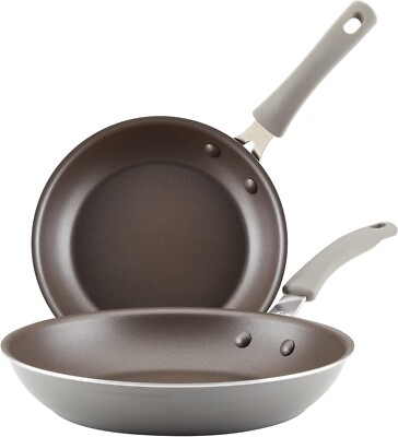 Rachael Ray Cook Create Nonstick Frying Pans Skillet Set, 9.5''and 11.75'', Gray