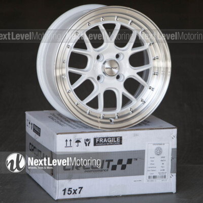 Circuit CP27 15x7 4x100 +35 White Wheels Rims Fits Mazda