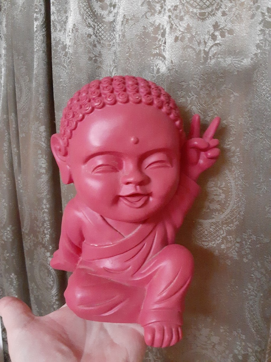 Vintage Peace Baby Buddha ROCKET Bank 2006 Large Pink Rare Fun