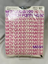 Vintage May Queen 99 Sheer Mesh Stretch Panty Hose NAVY 6799 Size A  NOS