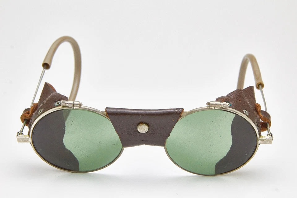 1980s vintage round sunglasses JULBO leather eyeglasses burning man goggles - Image 3 of 4