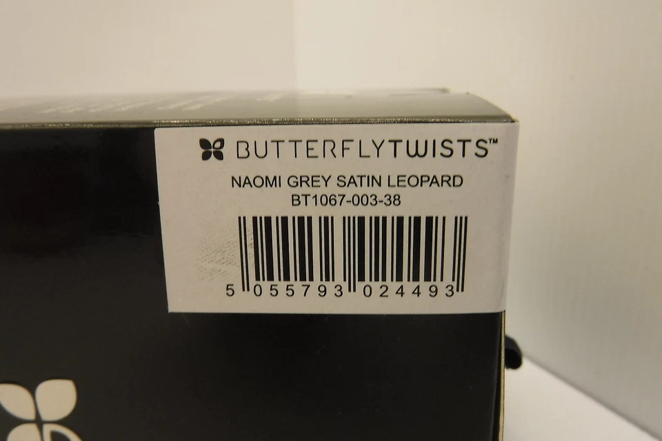 BUTTERFLY TWIST NAOMI GRIS SATINADO LEOPARDO PLEGABLE BALLET FLATS TALLA 7 NUEVO EN CAJA Foto 2 de 4