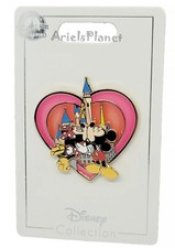 Disney Parks Mickey  Minnie Mouse Kissing Heart Love Cinderella Castle Pin