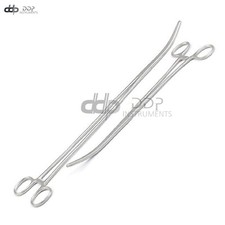 New 2pc Set 8"  24" Curved Hemostat Forceps Locking Clamps Stainless Steel