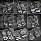 Vintage Bohemian Silver Hook Ethnic Tassel Gypsy Dangle Earring Women Earrings