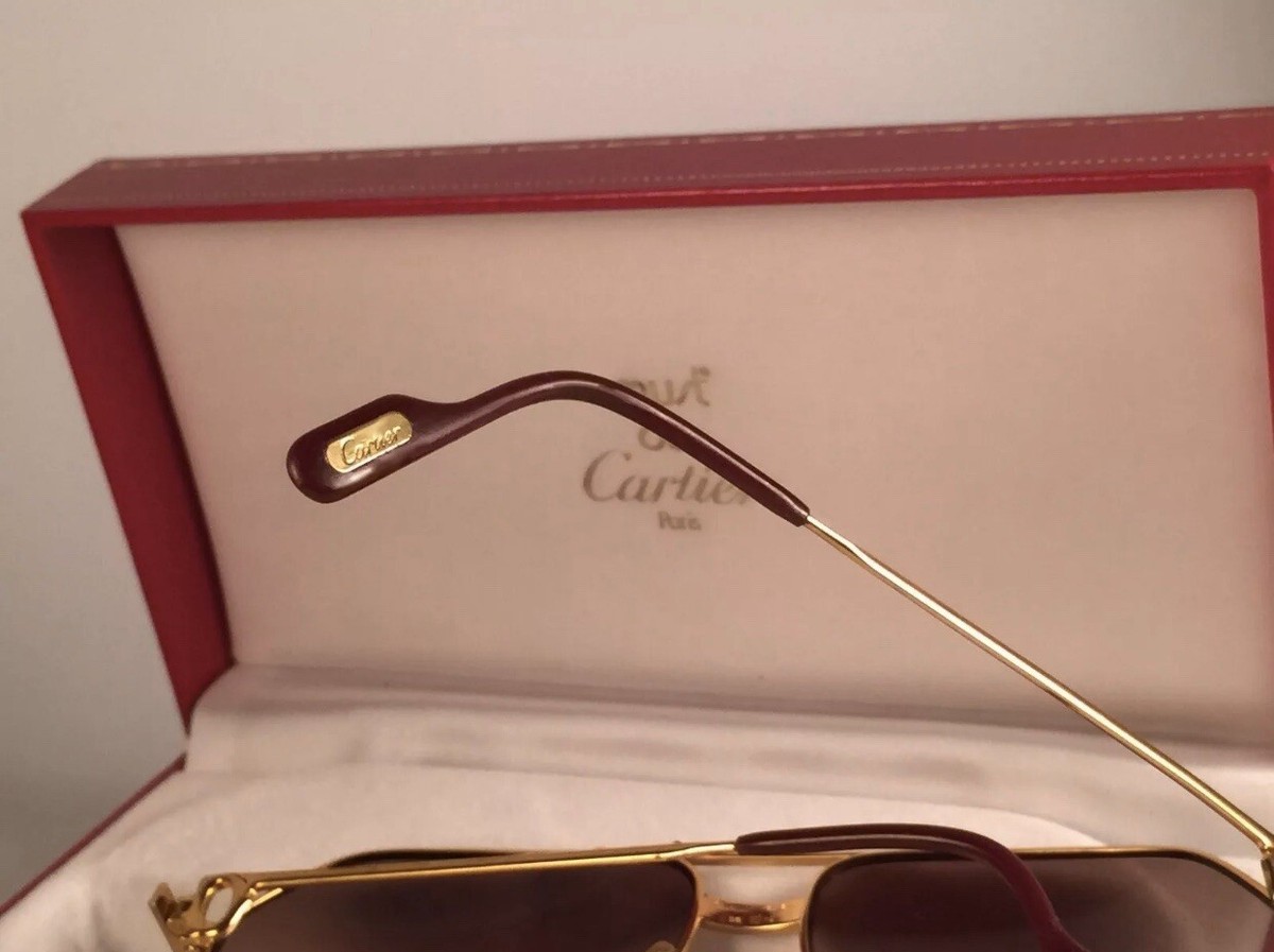 VINTAGE CARTIER SANTOS SCREWS 56MM SUNGLASSES FRANCE 18K HEAVY