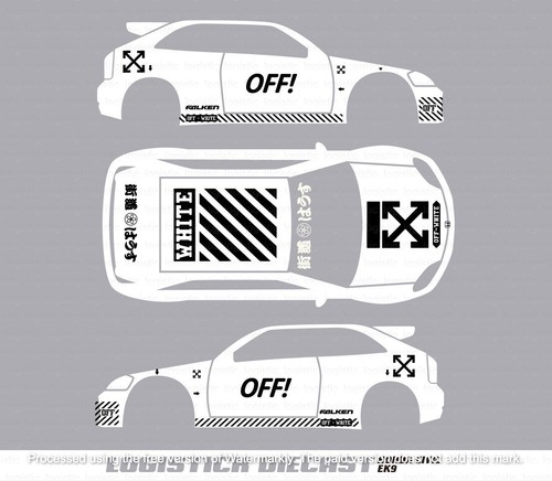 Hot wheels 1/64 Custom White Toner Universal Decals accesories for honda ek9 - 第 1/4 張圖片