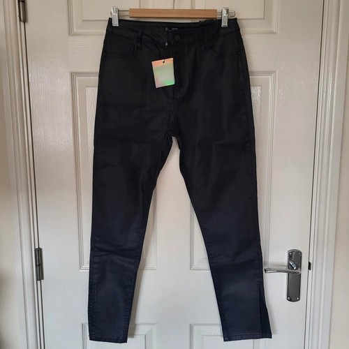 Highwaisted Coated Skinny Black Missguided Trousers - Size 10R, BNWT - Picture 4 of 10
