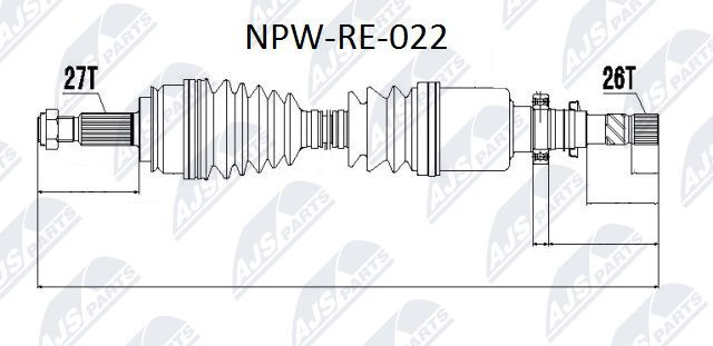 NTY NPW-RE-022 Drive Shaft for ,RENAULT