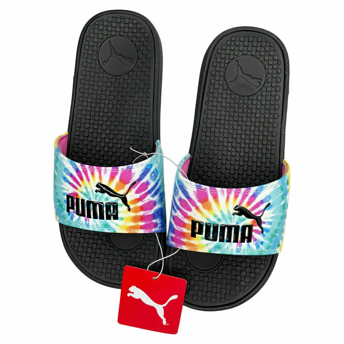 Enlighten Tentacle hver dag NWT PUMA COOL CAT SLIDES SLIDE SANDALS BLACK TIE DYE RAINBOW WOMENS SIZES |  eBay