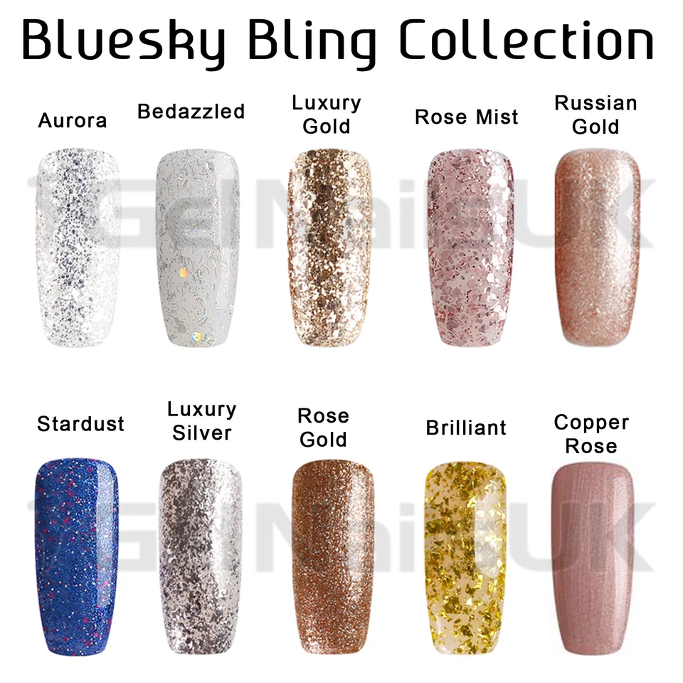 Bluesky Gel Polish BLING COLLECTION Glitter UV LED Soak Off Nail Free Postage