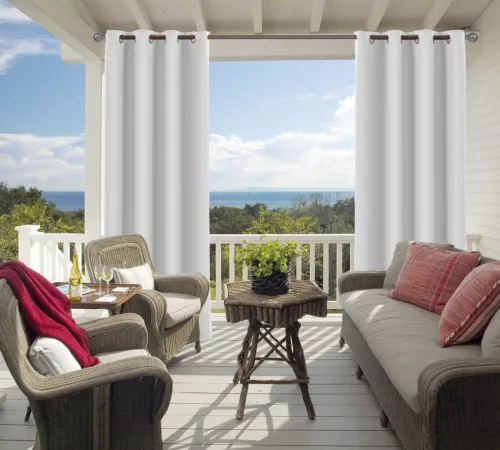1/2 Stück Wasserdicht Outdoor Terrasse Vorhänge 52" Breit Sichtschutz Verdunkelung Pergola Schatten - Bild 20 von 124
