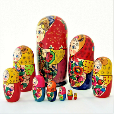 5 Poupées russes H14 peint main signé Matriochka Russian Nested Dolls Matrioshka
