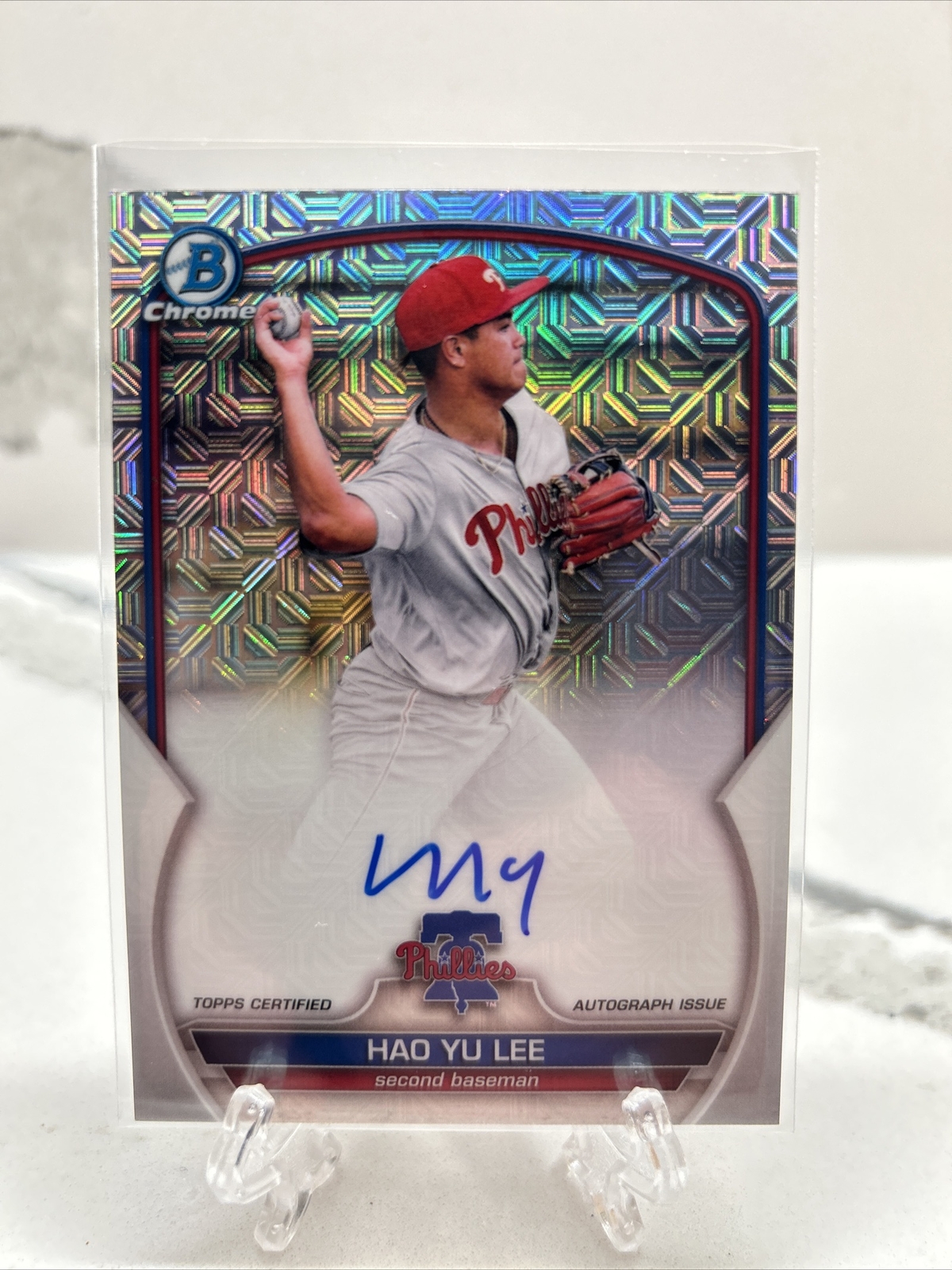 2023 Bowman Chrome Hao Yu Lee MOJO REFRACTOR AUTO #BMA-HL Phillies