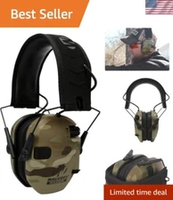 Ultra Low-Profile Hearing Protection Muffs with Sound Amplification - Green Camo