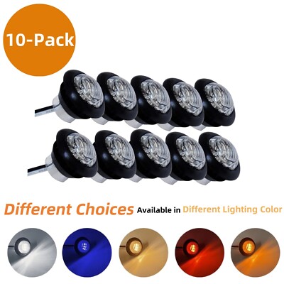 10PCS Side Marker Lights LED Bullet Truck Trailer RV Round Side Lamp Serise