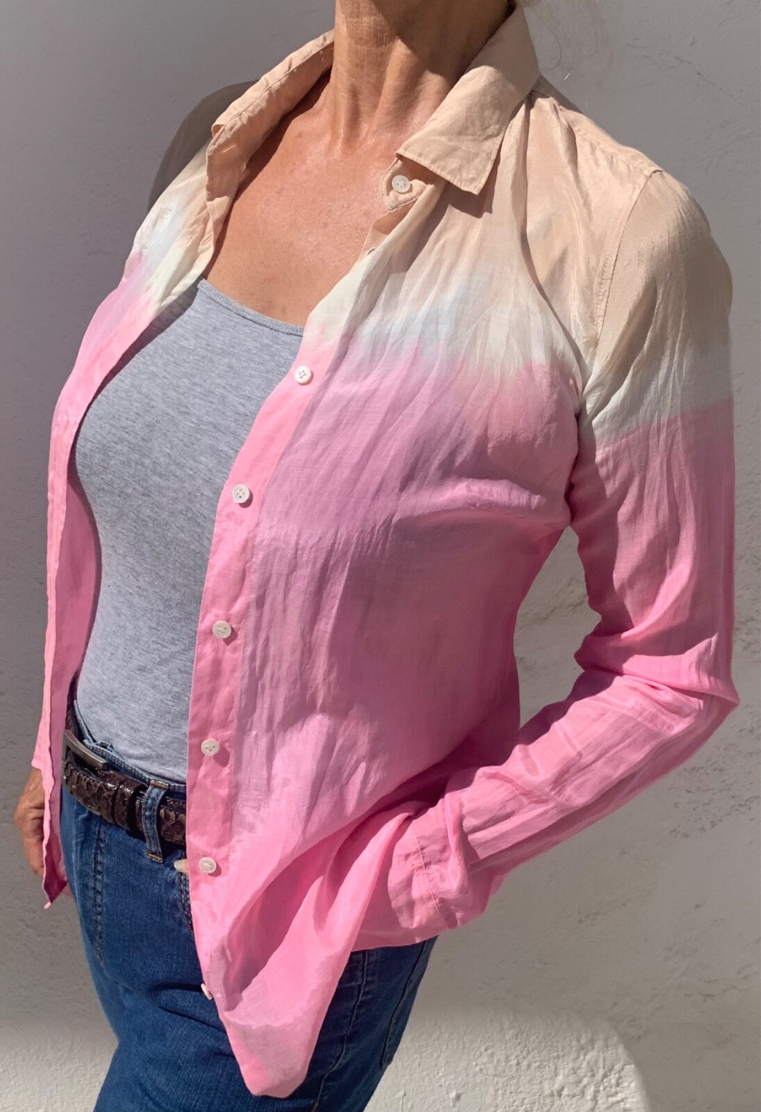 J CREW Shirt ladies PINK  Beach Chic COTTON & SILK mix Size 8 UK vintage RRP£79 image 5
