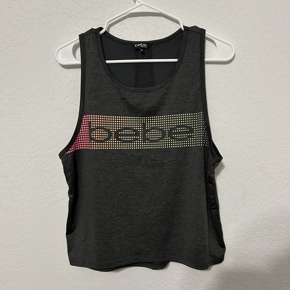bebe sport women's work out graphic tank top size medium | eBay
