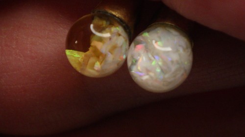 Vintage 1/20 12K GF 1950's Earrings Screwback Floating Opal Snowglobes Pearls - Bild 11 von 11