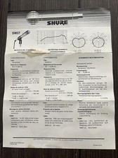 Vintage 1992 Shure SM57 User Guide Manual Instructions 1/1 On eBay