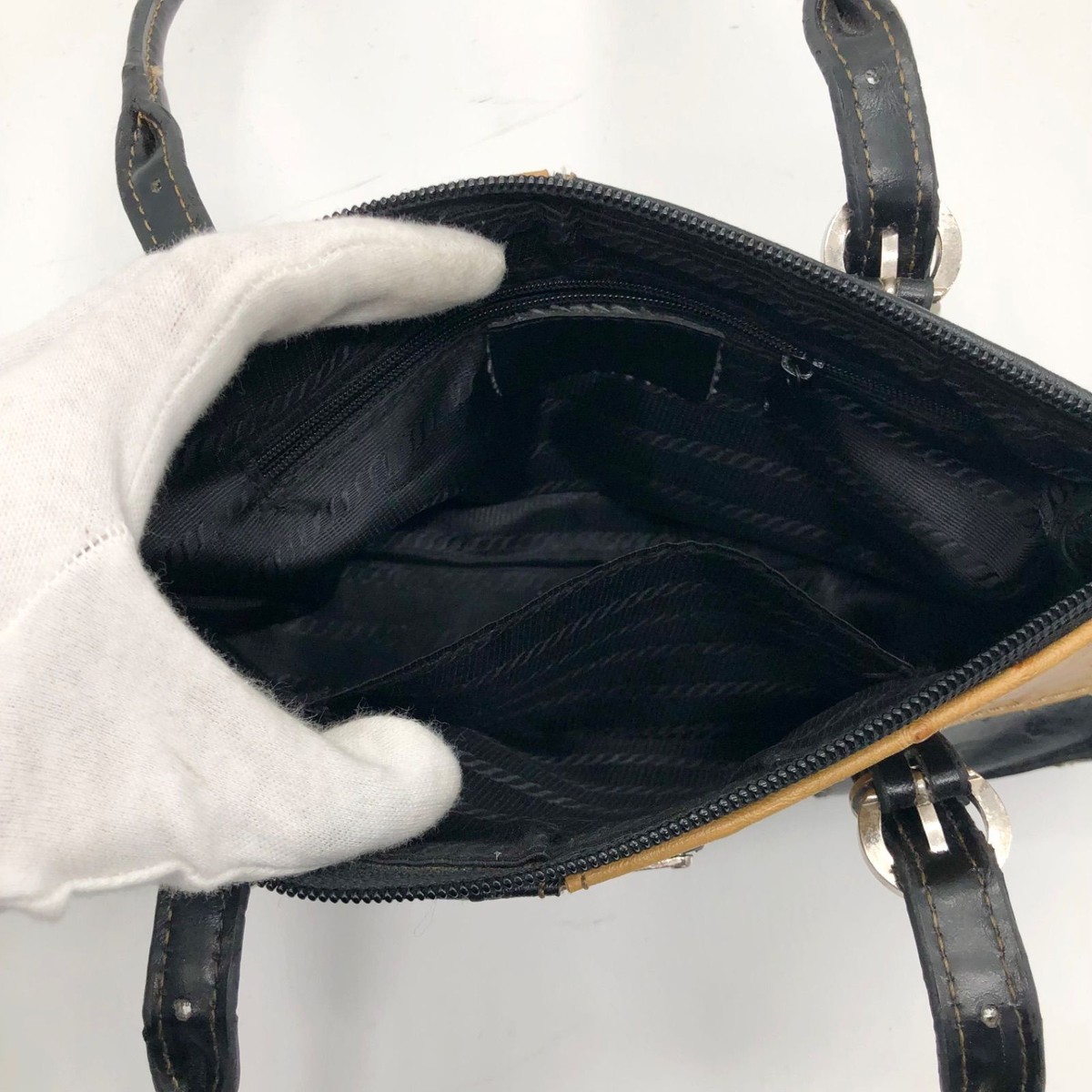 PRADA Archive Leather Handbag 2way Shoulder Bag Bicolor PRADA Archive Leather Handbag 2way Shoulder Bag Bicolor