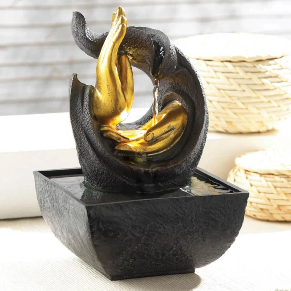 宁静 LED 灯金佛手级联桌面水喷泉 — 第 3/4 张图片