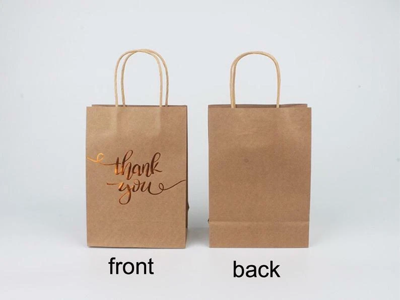 60x Bolsa de regalo de agradecimiento de papel kraft bolsa de regalo de boda bolsa de negocios Foto 2 de 4