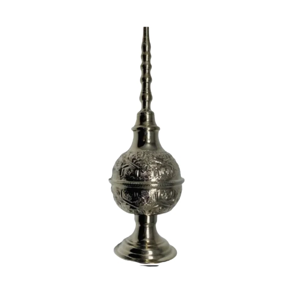 Aspersor de agua de rosas de plata marroquí - Botella de perfume de metal grabada a mano Foto 2 de 4