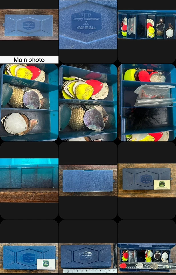Lot Of Metal Fishing Spinner Blades Hammered In Trophy Taskmaster Box Blue - Image 2 of 4