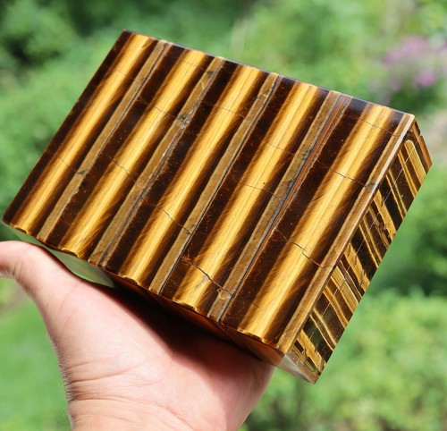 Hand built Tiger Eye jewelry box. Master Japanese craftsman. 6 inch - Picture 4 of 9