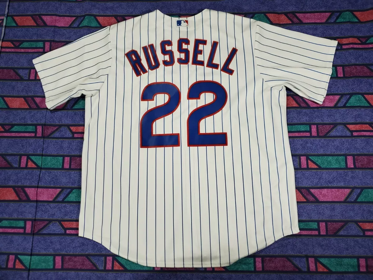 Majestic Cool Base Addison Russell Chicago Cubs #22 Pinstripe Jersey Size XL