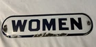 Vintage Blue / White Porcelain "WOMEN" Restroom SIGN Gas Station Oil