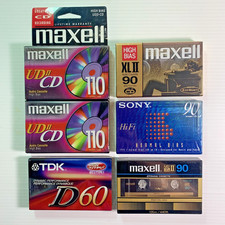 Maxell TDK Sony Blank Cassette Tape Lot x6 UD II CD 110 High Bias  Normal Bias