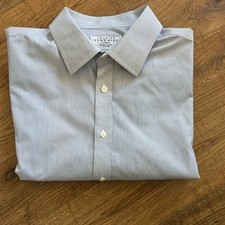 Charles Tyrwhitt Button Up Non Iron Dress Shirt Light Blue Check Mens Size 18/37