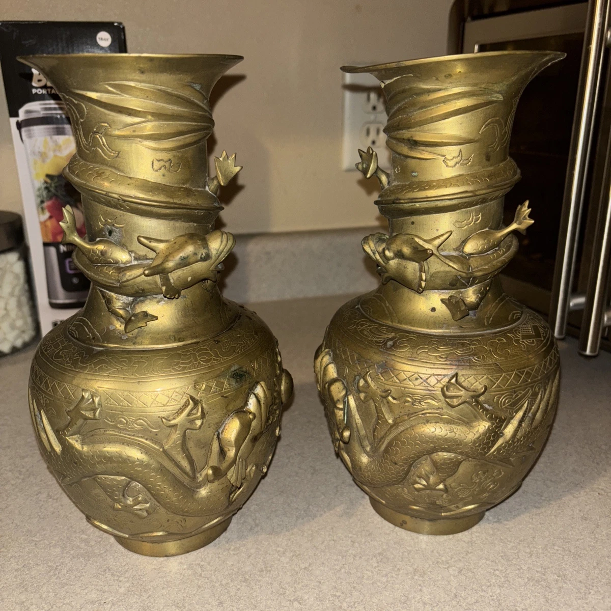 黄铜中国花瓶1900-1940 | eBay