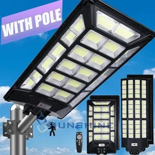 LARGE 11000W Commercial Solar Street Lights Dusk to Dawn parking lot lights+Pole